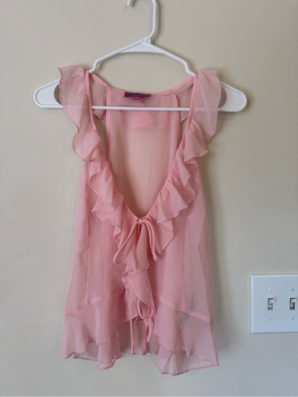 Edikted Blush Pink Ruffle Tie-Front Chiffon Camisole
